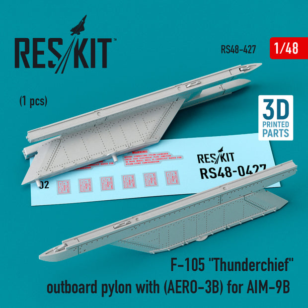 Republic F-105 Thunderchief outboard Pylon (AERO-3B) for AIM-9B (3D Printing) Scale 1:48 ResKit RS48-0427 for Aircraft Model Kit