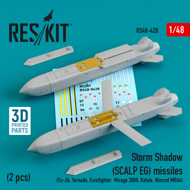 Storm Shadow (SCALP EG) Missiles (2 pcs) (Su-24, Tornado, Eurofighter, Mirage 2000, Rafale, Nimrod MRA4) (3D Printing) Scale 1:48 ResKit RS48-0428 for Aircraft Model Kit