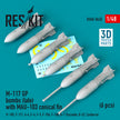 M-117 GP Bombs (late) with MAU-103 conical fin (6 pcs) (F-105, F-111, A-4 ,F-4, F-5, F-104, F-100, A-1 Skyraider, B-52, Canberra) (3D Printing) Scale 1:48 ResKit RS48-0435 for Aircraft Model Kit