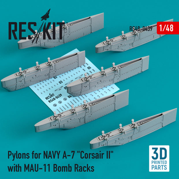 Pylons for NAVY LTV A-7 Corsair II with MAU-11 Bomb Racks (3D Printing) Scale 1:48 ResKit RS48-0439 for Aircraft Model Kit