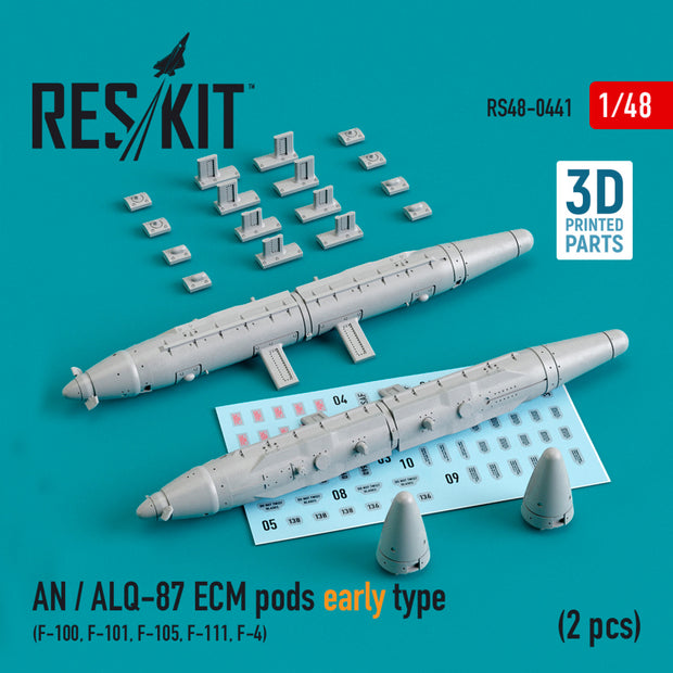 AN / ALQ-87 ECM pods early type (2 pcs) (F-100, F-101, F-105, F-111, F-4) (3D Printing) Scale 1:48 ResKit RS48-0441 for Aircraft Model Kit