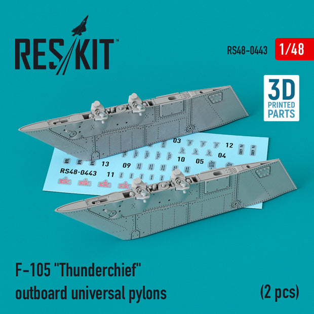 Republic F-105 Thunderchief outboard universal Pylons (2 pcs) (3D Printing) Scale 1:48 ResKit RS48-0443 for Aircraft Model Kit