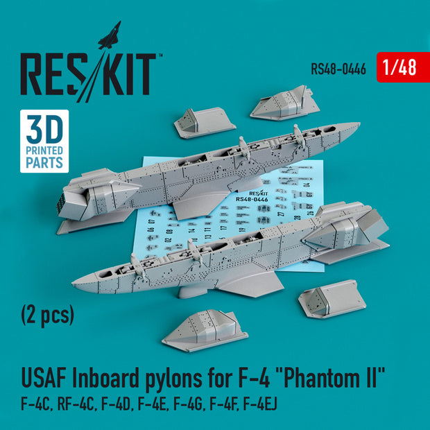 USAF Inboard Pylons for McDonnell Douglas F-4 Phantom II (2 pcs) (F-4С, RF-4С, F-4D, F-4Е, F-4G, F-4F, F-4EJ) (3D printing) Scale 1:48 ResKit RS48-0446 for Aircraft Model Kit