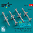 AIM-7M Sparrow III Missiles (4 pcs) (F-4, F-5, F-15, F-16, F-14, F/A-18) (3D Printed) Scale 1:48 ResKit RS48-0459 for Aircraft Model Kit