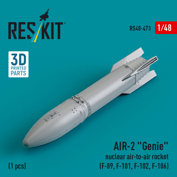 AIR-2 Genie nuclear air-to-air Rocket (1 pcs) (F-89, F-101, F-102, F-106) (3D Printed) Scale 1:48 ResKit RS48-0473 for Aircraft Model Kit