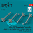 AIM-9B Sidewinder Missiles (4 pcs) (A-4, A-7, F-4D1, F-4, F-8, F-3H, F-11, F-86,F-100, F-104, F-105, Mirage III, Harrier) (3D Printed) Scale 1:48 ResKit RS48-0477 for Aircraft Model Kit