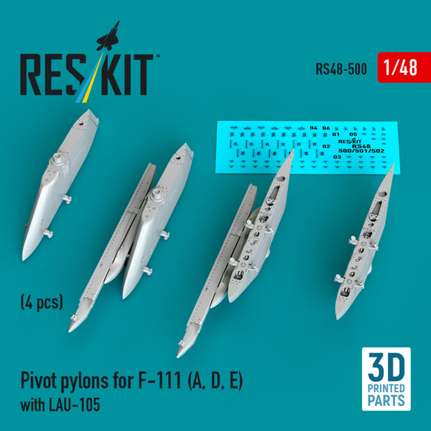 Pivot Pylons for F-111 (A, D, E) with LAU-105 (4 pcs) (3D Printed) Scale 1:48 ResKit RS48-0500 for Aircraft Model Kit