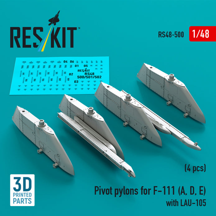 Pivot Pylons for F-111 (A, D, E) with LAU-105 (4 pcs) (3D Printed) Scale 1:48 ResKit RS48-0500 for Aircraft Model Kit
