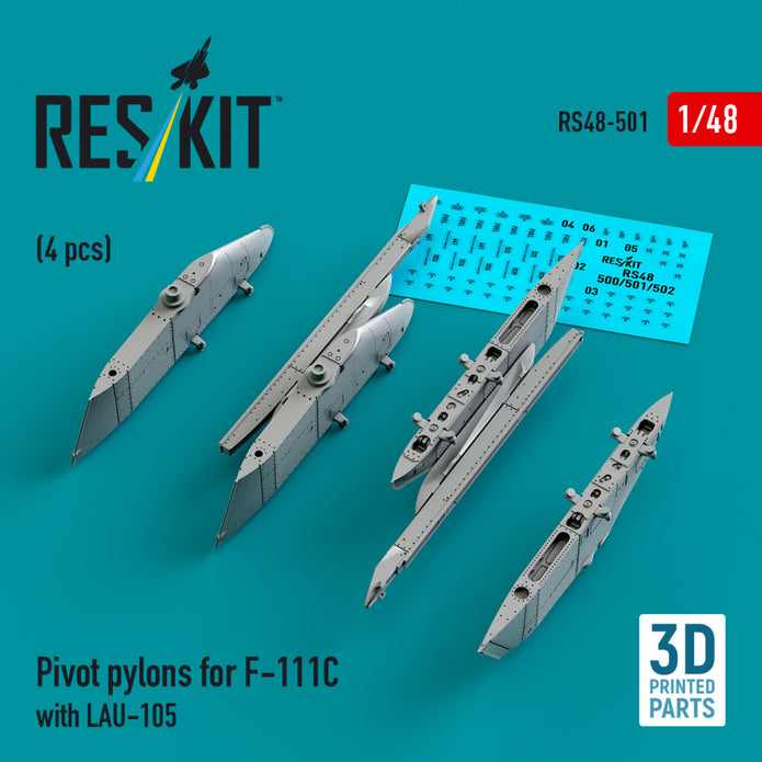 Pivot Pylons for F-111C with LAU-105 (4 pcs) (3D Printed) Scale 1:48 ResKit RS48-0501 for Aircraft Model Kit