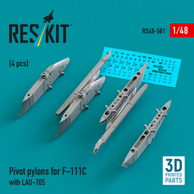 Pivot Pylons for F-111C with LAU-105 (4 pcs) (3D Printed) Scale 1:48 ResKit RS48-0501 for Aircraft Model Kit