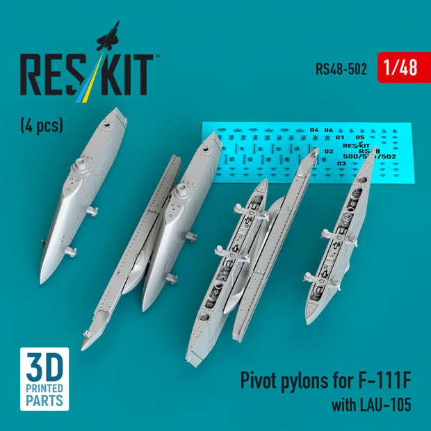 Pivot Pylons for F-111F with LAU-105 (4 pcs) (3D Printed) Scale 1:48 ResKit RS48-0502 for Aircraft Model Kit