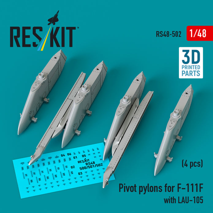 Pivot Pylons for F-111F with LAU-105 (4 pcs) (3D Printed) Scale 1:48 ResKit RS48-0502 for Aircraft Model Kit