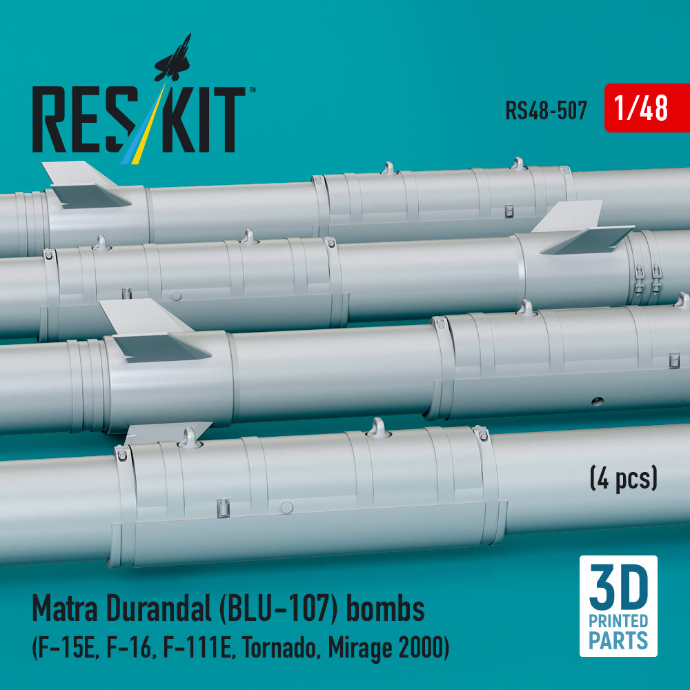 Matra Durandal (BLU-107) bombs (4 pcs) (F-15E, F-16, F-111E, Tornado, Mirage 2000) (3D Printed) Scale 1:48 ResKit RS48-0507