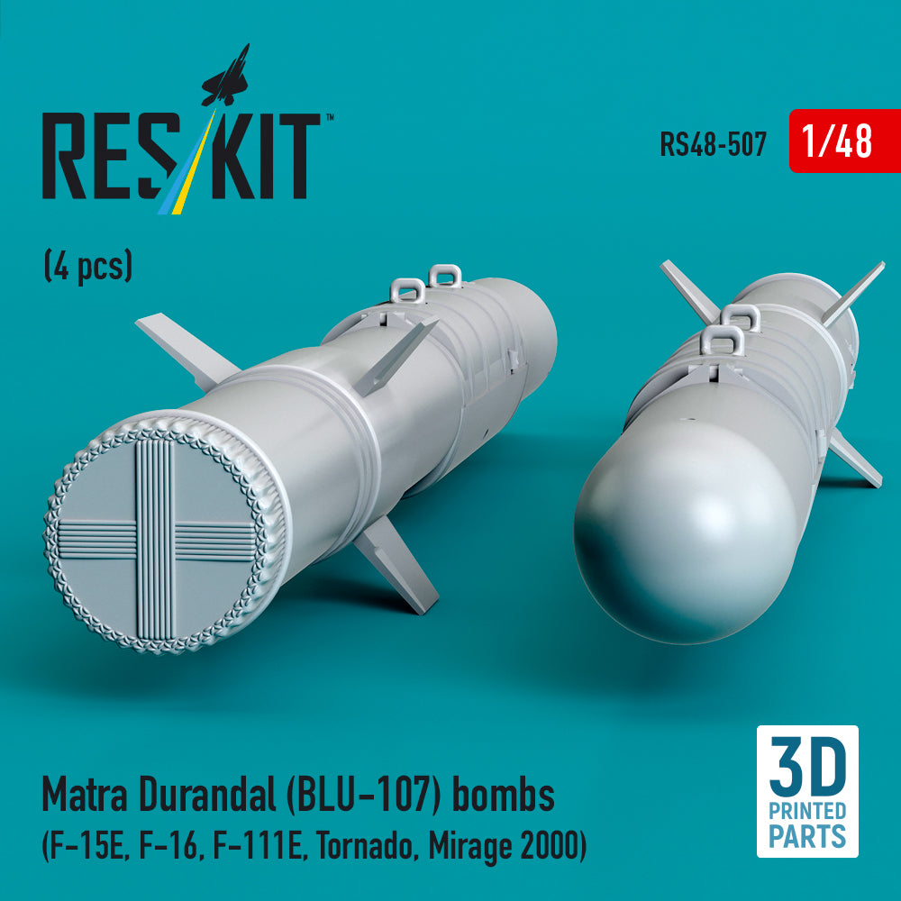 Matra Durandal (BLU-107) bombs (4 pcs) (F-15E, F-16, F-111E, Tornado, Mirage 2000) (3D Printed) Scale 1:48 ResKit RS48-0507