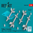 Python 3 missiles (4 pcs) (Kfir, F-15, F-16, MiG-21, Mirage F.1, JF-17, FC-1) (3D Printed) Scale 1:48 ResKit RS48-0509