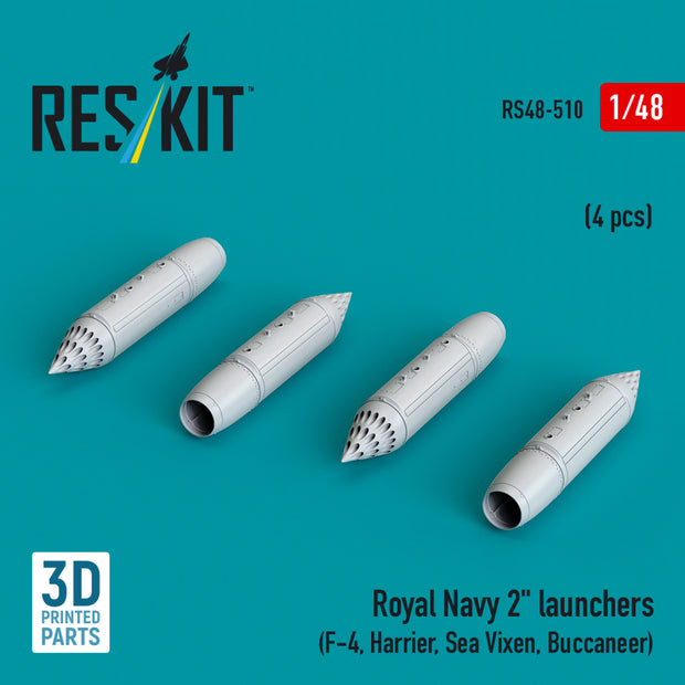 Royal Navy 2 launchers (4 pcs) (F-4, Harrier, Sea Vixen, Buccaneer) (3D Printed) Scale 1:48 ResKit RS48-0510 for Aircraft Model Kit