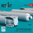 CBU-97/105 Cluster Bombs (4 pcs) (F-15E, F-16, A-10, B-1B, B-2, B-52) (3D Printed) Scale 1:48 ResKit RS48-0515 for Aircraft Model Kit