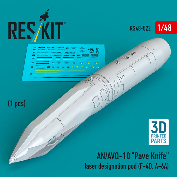 AN/AVQ-10 Pave Knife laser designation pod (1 pcs) (F-4D, A-6A) (3D Printed) Scale 1:48 ResKit RS48-0522