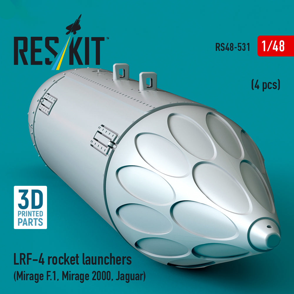 LRF-4 rocket launchers (4 pcs) (Mirage F.1, Mirage 2000, Jaguar) (3D Printed) Scale 1:48 ResKit RS48-0531