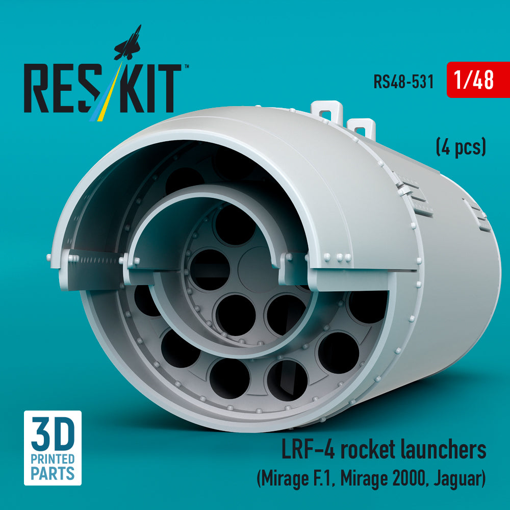 LRF-4 rocket launchers (4 pcs) (Mirage F.1, Mirage 2000, Jaguar) (3D Printed) Scale 1:48 ResKit RS48-0531