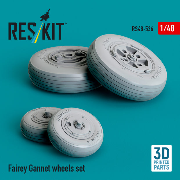 Fairey Gannet Wheels set (3D Printed) Scale 1:48 ResKit RS48-0536 for Aircraft Model Kit