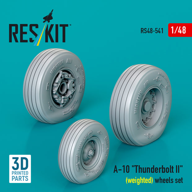 A-10 Thunderbolt II (weighted) wheels set (3D Printed) Scale 1:48 ResKit RS48-0541