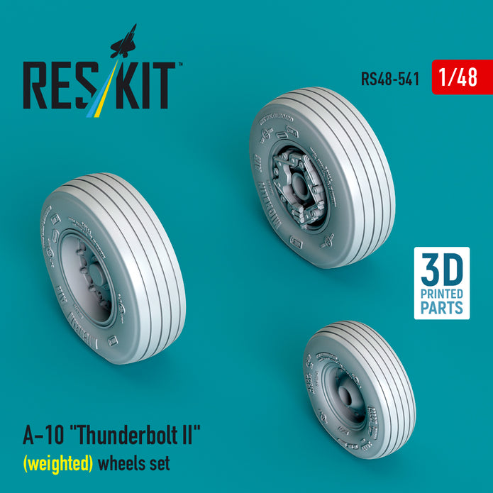 A-10 Thunderbolt II (weighted) wheels set (3D Printed) Scale 1:48 ResKit RS48-0541