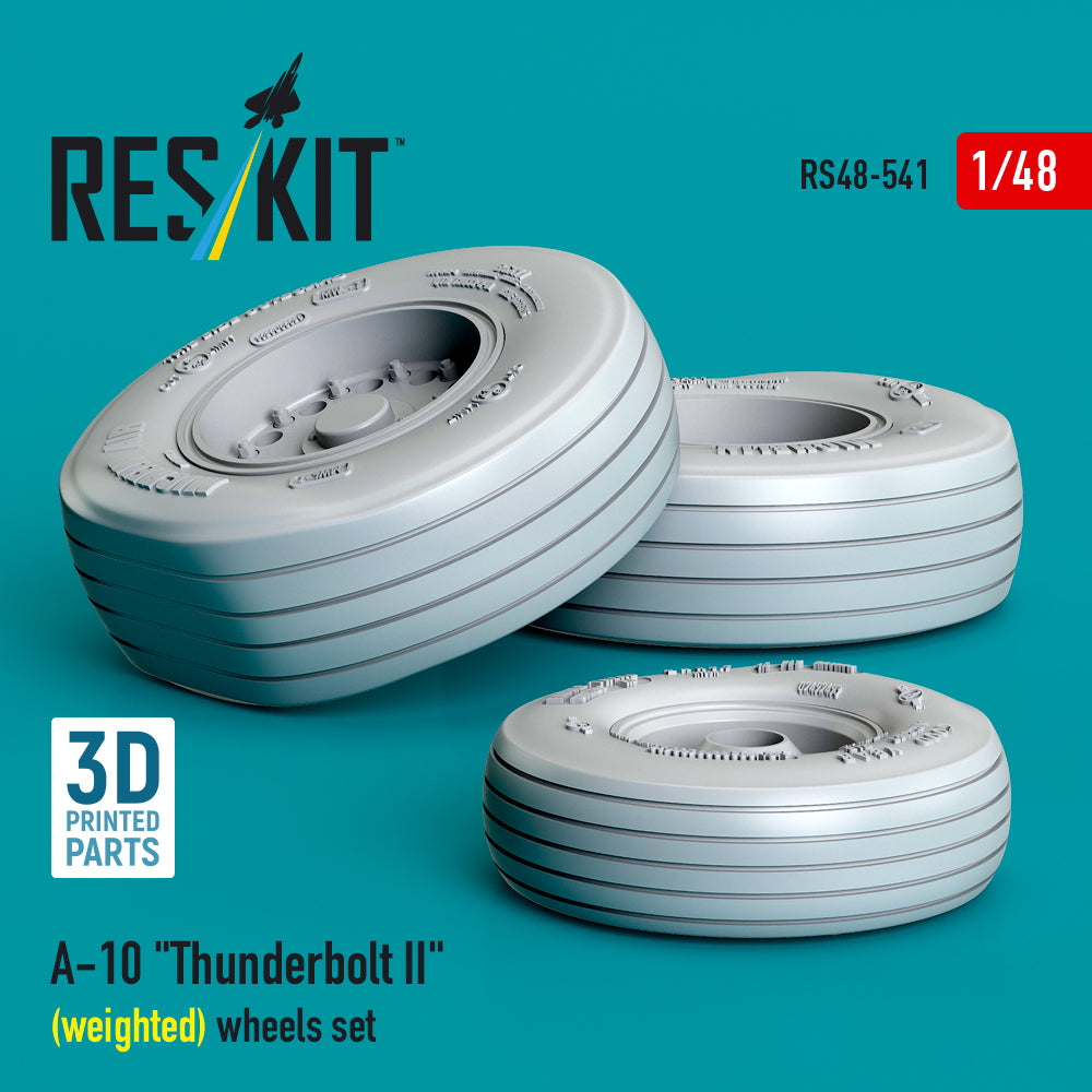 A-10 Thunderbolt II (weighted) wheels set (3D Printed) Scale 1:48 ResKit RS48-0541