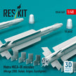 Matra MICA-IR missiles (4 pcs) (Mirage 2000, Rafale, Gripen, Eurofighter) (3D Printed) Scale 1:48 ResKit RS48-0549