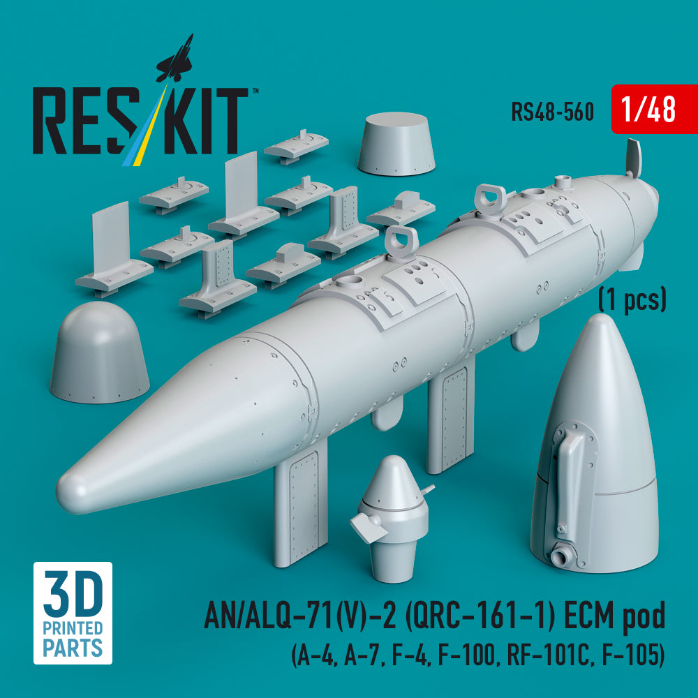 AN/ALQ-71(V)-2 (QRC-161-1) ECM pod (1pcs) (A-4, A-7, F-4, F-100, RF-101C, F-105) (3D Printed) Scale 1:48 ResKit RS48-0560