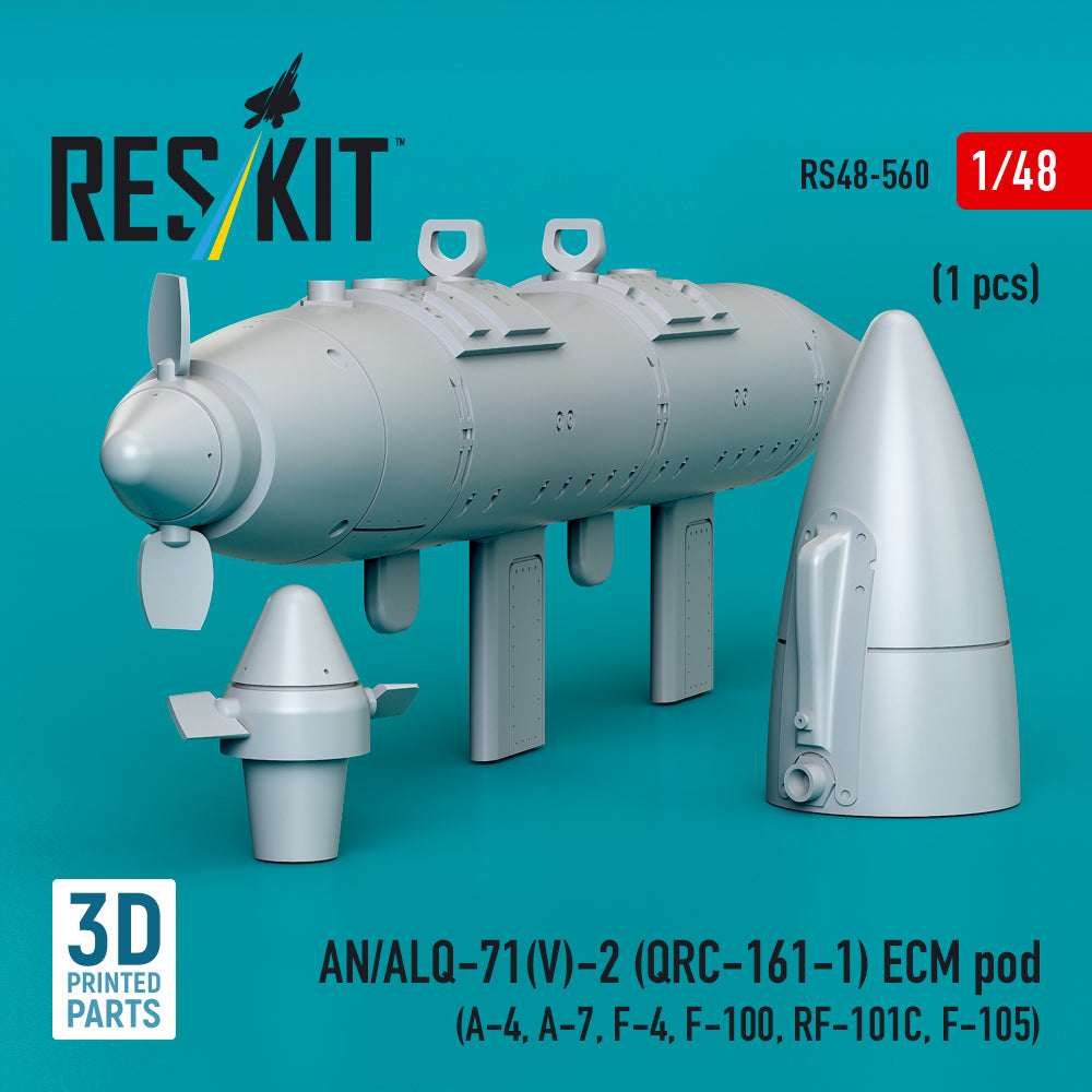 AN/ALQ-71(V)-2 (QRC-161-1) ECM pod (1pcs) (A-4, A-7, F-4, F-100, RF-101C, F-105) (3D Printed) Scale 1:48 ResKit RS48-0560