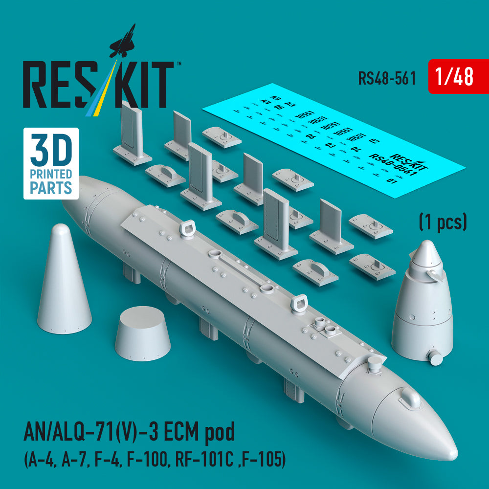 AN/ALQ-71(V)-3 ECM pod (A-4, A-7, F-4, F-100, RF-101C, F-105) (1pcs) (3D Printed) Scale 1:48 ResKit RS48-0561