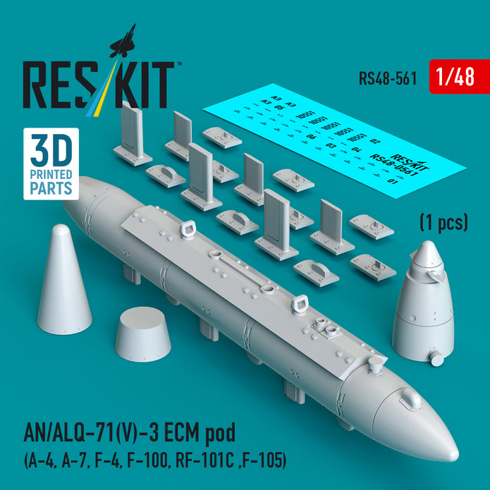 AN/ALQ-71(V)-3 ECM pod (A-4, A-7, F-4, F-100, RF-101C, F-105) (1pcs) (3D Printed) Scale 1:48 ResKit RS48-0561
