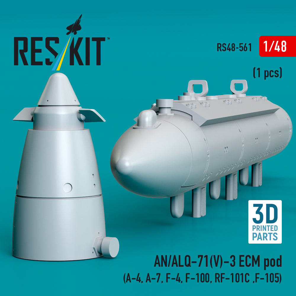 AN/ALQ-71(V)-3 ECM pod (A-4, A-7, F-4, F-100, RF-101C, F-105) (1pcs) (3D Printed) Scale 1:48 ResKit RS48-0561