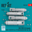 FAB-250 М-54 bombs (4 pcs) (MiG-21/23/27/29, Su-7/17/20/22/24/25/27/30/ YAK-130) (3D Printed) Scale 1:48 ResKit RS48-0565