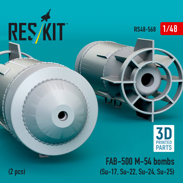 FAB-500 M-54 bombs (2 pcs) (Su-17, Su-22, Su-24, Su-25) (3D Printed) Scale 1:48 ResKit RS48-0568