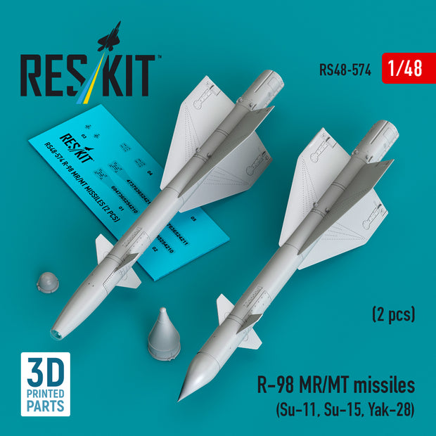 R-98 MR/MT missiles (2 pcs) (Su-11, Su-15, Yak-28) (3D Printed) Scale 1:48 ResKit RS48-0574