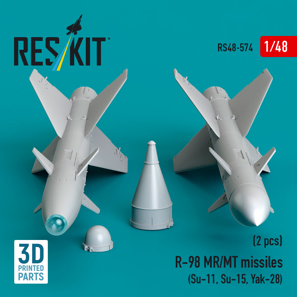 R-98 MR/MT missiles (2 pcs) (Su-11, Su-15, Yak-28) (3D Printed) Scale 1:48 ResKit RS48-0574