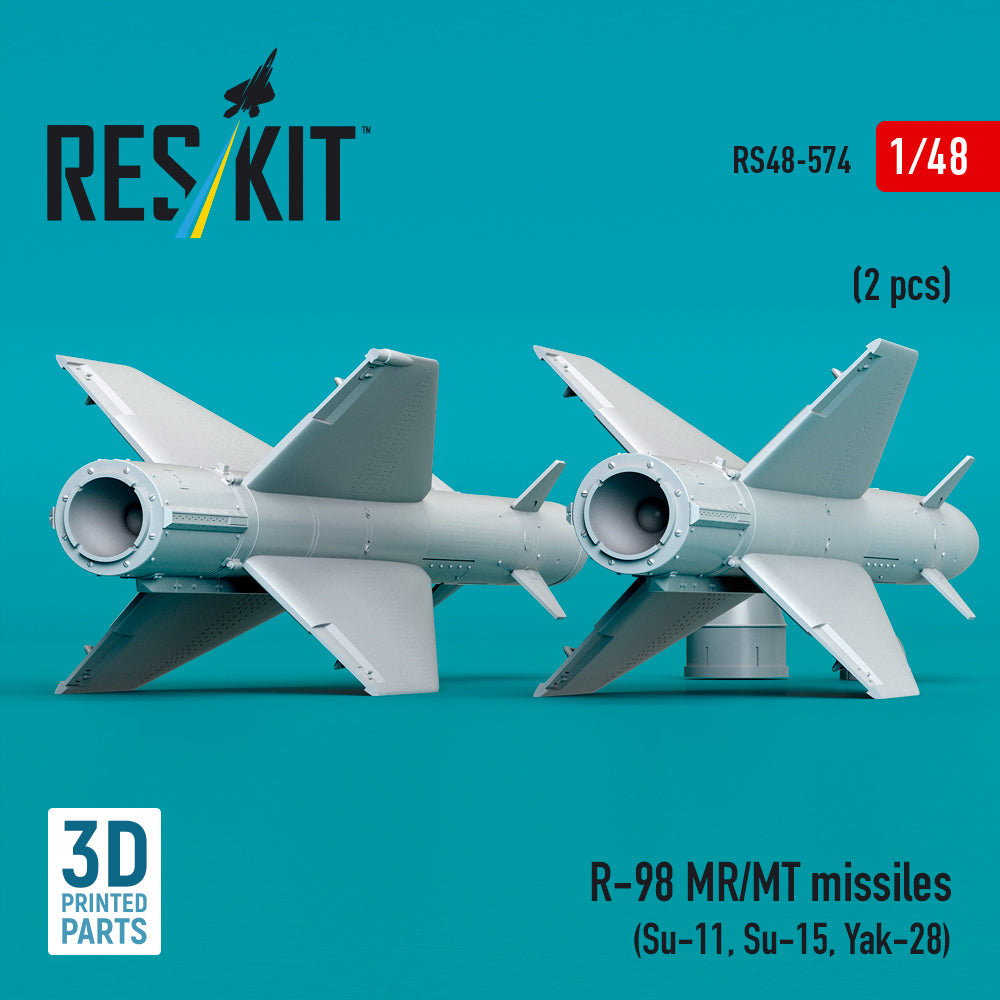 R-98 MR/MT missiles (2 pcs) (Su-11, Su-15, Yak-28) (3D Printed) Scale 1:48 ResKit RS48-0574