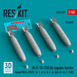 BLU-1B (750 lb) napalm bombs finned MXU-393/B (4 pcs) (A-1, A-4, A-7, A-26K, B-57, F-100) (3D Printed) Scale 1:48 ResKit RS48-0597