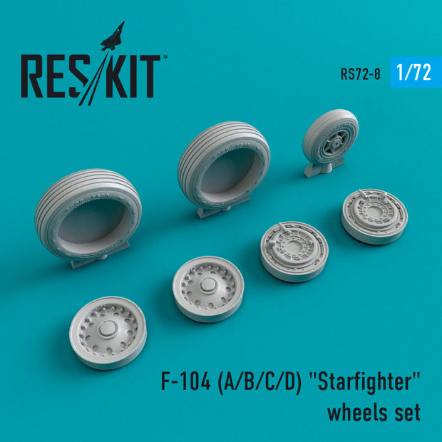 Lockheed F-104 (A,B,C,D) Starfighter Wheels set Scale 1:72 ResKit RS72-0008 for Aircraft Model Kit