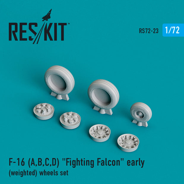 General Dynamics F-16 (A,B,C,D) Fighting Falcon early (weighted) Wheels set Scale 1:72 ResKit RS72-0023 for Aircraft Model Kit