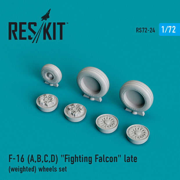 General Dynamics F-16 (A,B,C,D) Fighting Falcon late (weighted) Wheels set Scale 1:72 ResKit RS72-0024 for Aircraft Model Kit
