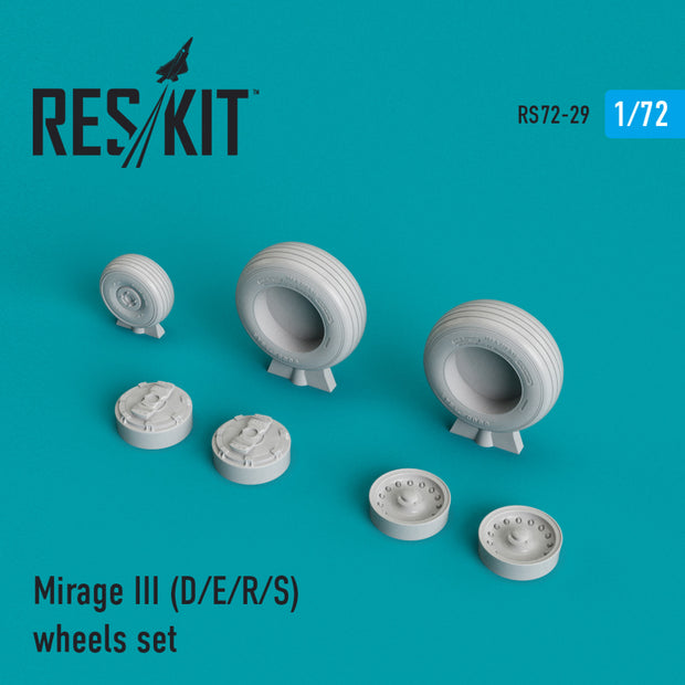 Dassault Mirage III (D,E,R,S) Wheels set Scale 1:72 ResKit RS72-0029 for Aircraft Model Kit