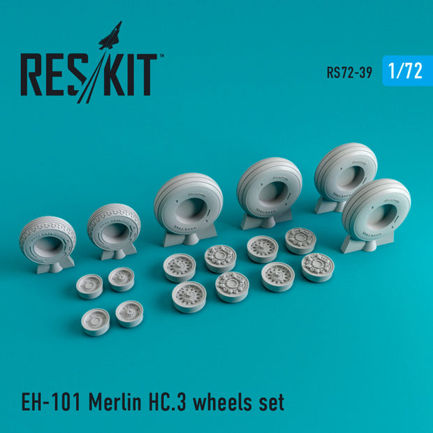 EH-101 Merlin HC.3 Wheels set Scale 1:72 ResKit RS72-0039 for Helicopters Model Kit