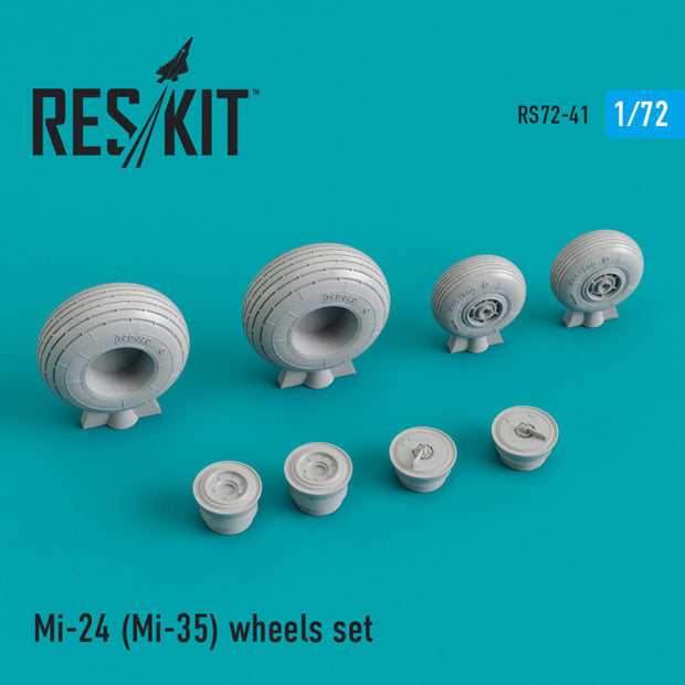 Mil Mi-24/Mi-35 Wheels set Scale 1:72 ResKit RS72-0041 for Helicopters Model Kit