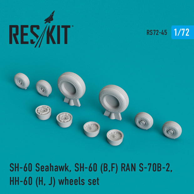 Sikorsky SH-60 Seahawk, SH-60 (B,F) RAN S-70B-2, HH-60 (H, J) Wheels set (weighted) Scale 1:72 ResKit RS72-0045 for Helicopters Model Kit