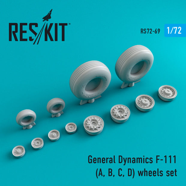 F-111 (A,B,C,D) Wheels set (weighted) Scale 1:72 ResKit RS72-0069 for Aircraft Model Kit