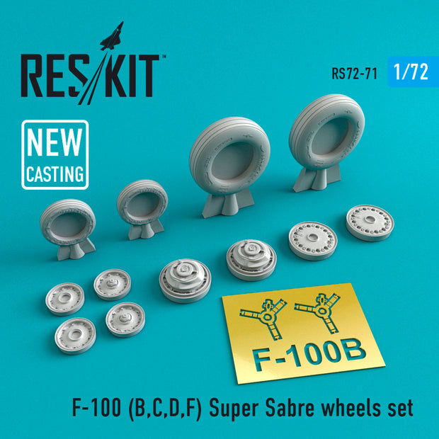North American F-100 (B,C,D,F) Super Sabre Wheels set Scale 1:72 ResKit RS72-0071 for Aircraft Model Kit