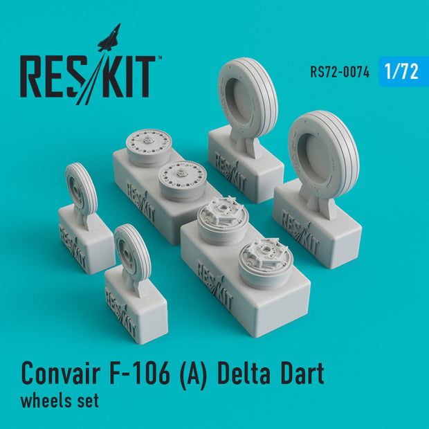 Convair F-106А Delta Dart Wheels set Scale 1:72 ResKit RS72-0074 for Aircraft Model Kit